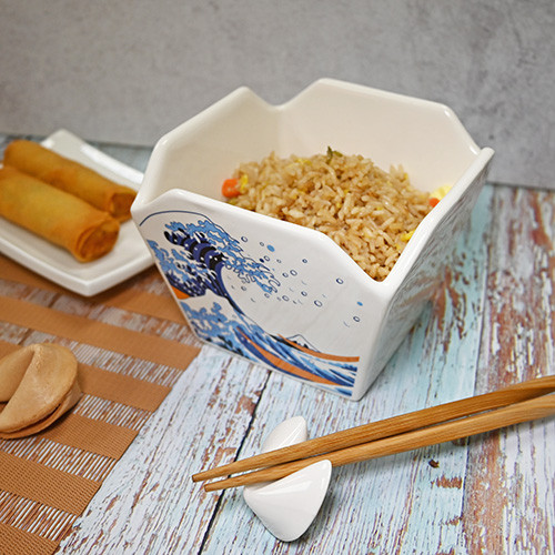 Wave Takeout Bowl with Chopsticks