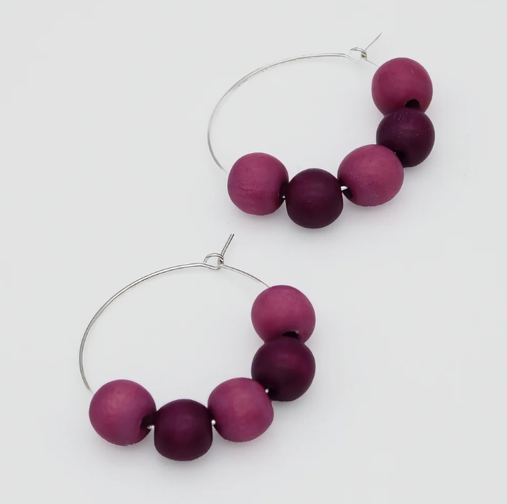 Fuchsia Hoop Dangle Earring