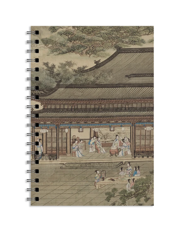 Elegant gathering in a secluded garden Spiral Notebook