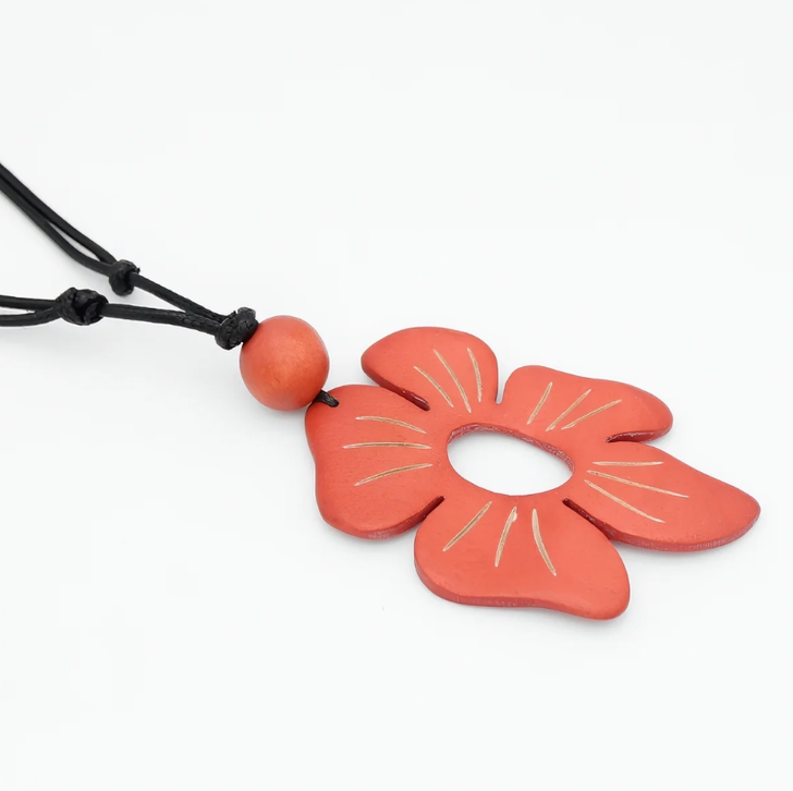 Orange Flower Pendant Necklace
