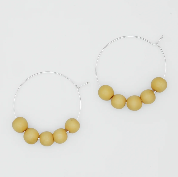 Yellow Hoop Dangle Earrings