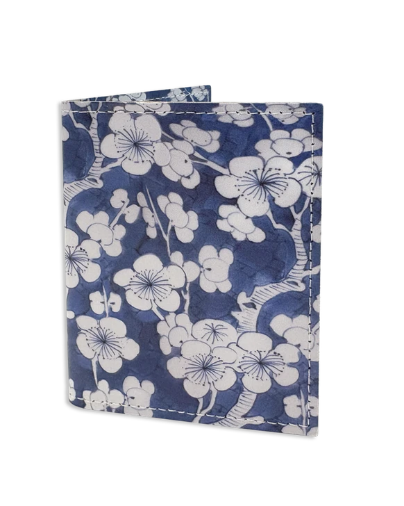 Blue & White Floral Folding Wallet