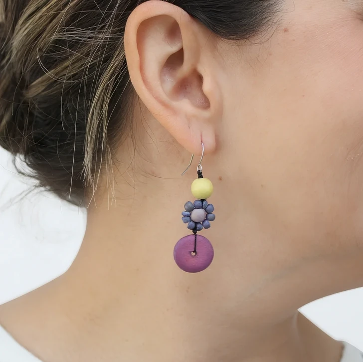 Petite Daisy Purple Earrings