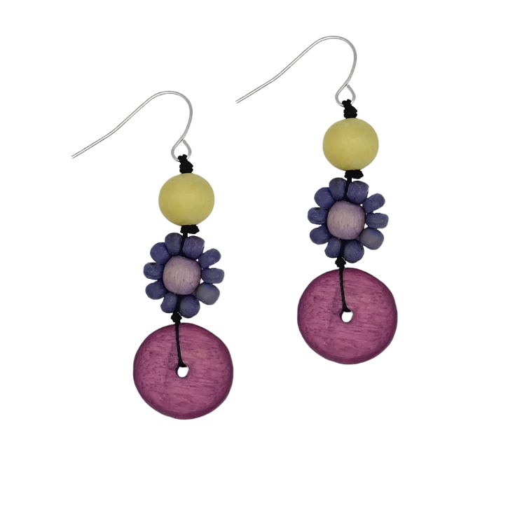 Petite Daisy Purple Earrings