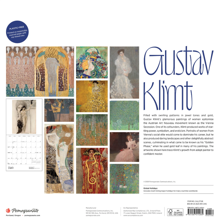 Klimt 2027 Wall Calendar