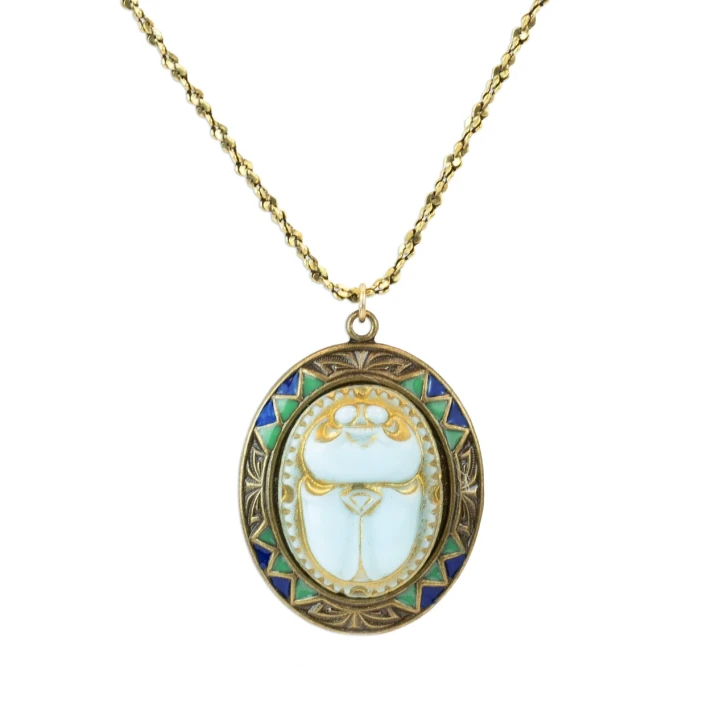Scarab Egyptian Revival Pendant Necklace