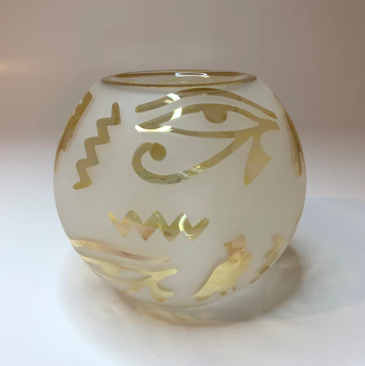 Hieroglyphs Candle Holder Yellow