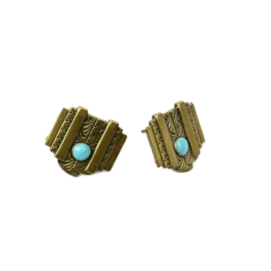 Gilded Shield Egyptian Revival Post Earrings