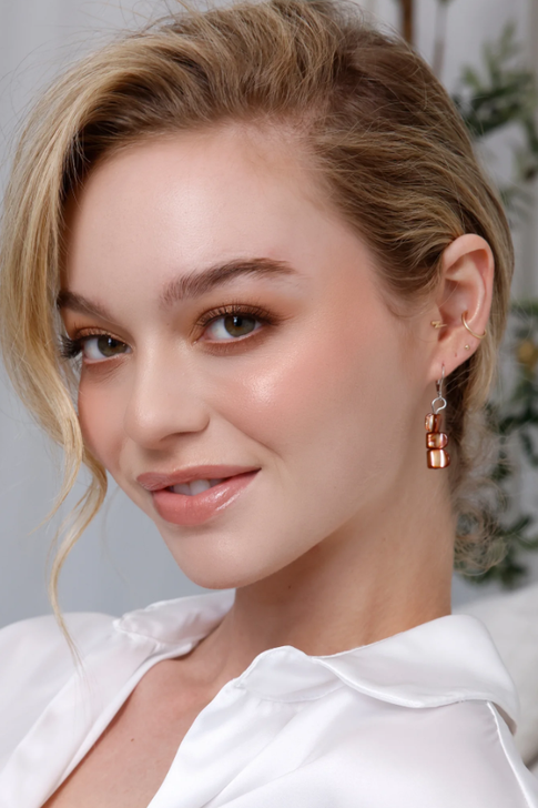 Brown Nugget Mother of Pearl Earrings