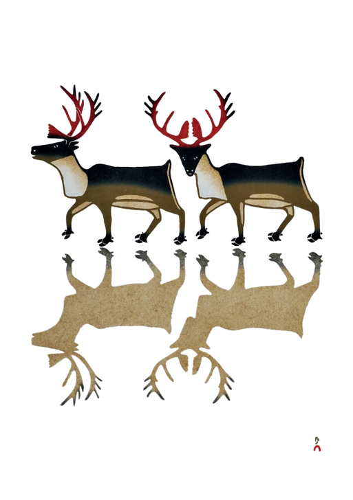 Kananginak Pootoogook Caribou Reflection Holiday Cards