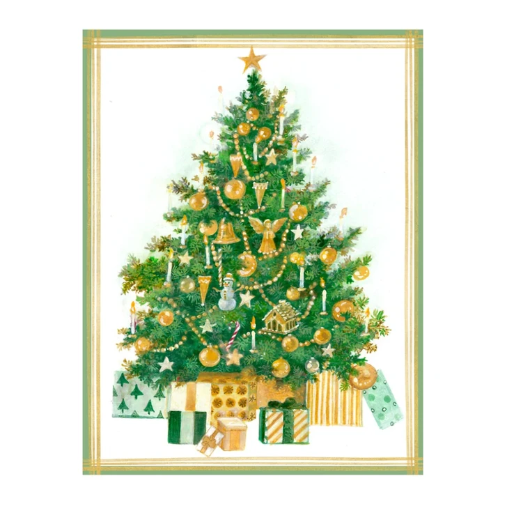 Golden Christmas Tree Holiday Cards