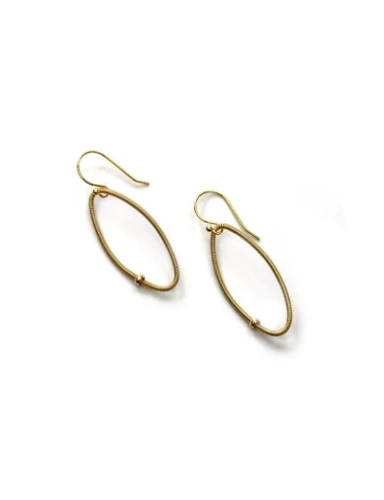 Oval Shaped Gold Wire Earrings