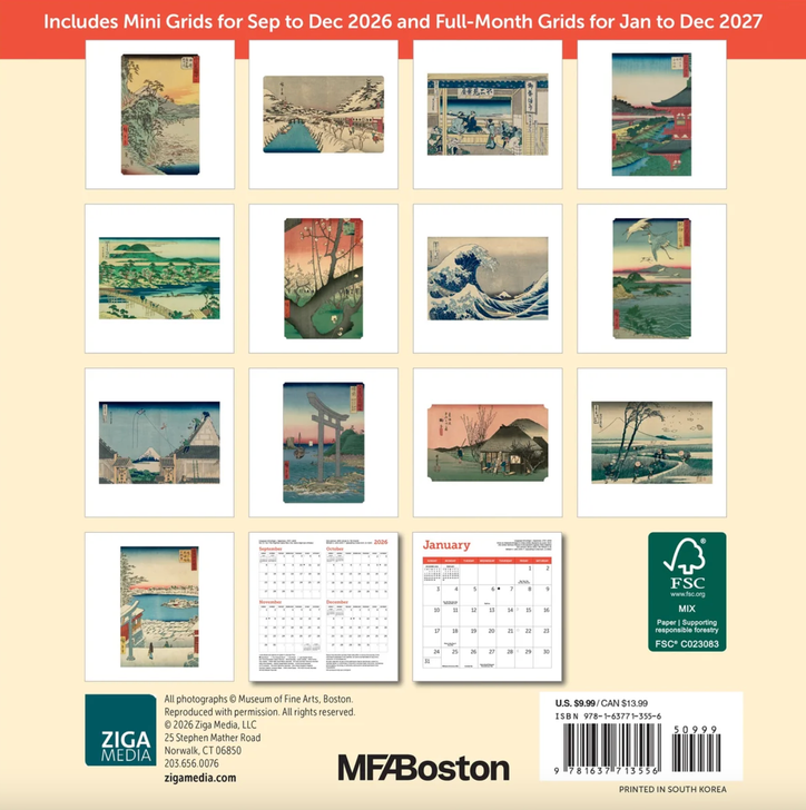 MFA Boston Japanese Woodblock 2027 Mini Wall Calendar