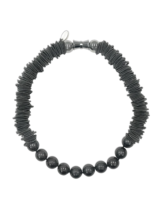 Slate Spring Ring Necklace with Slate Mother of Pearl