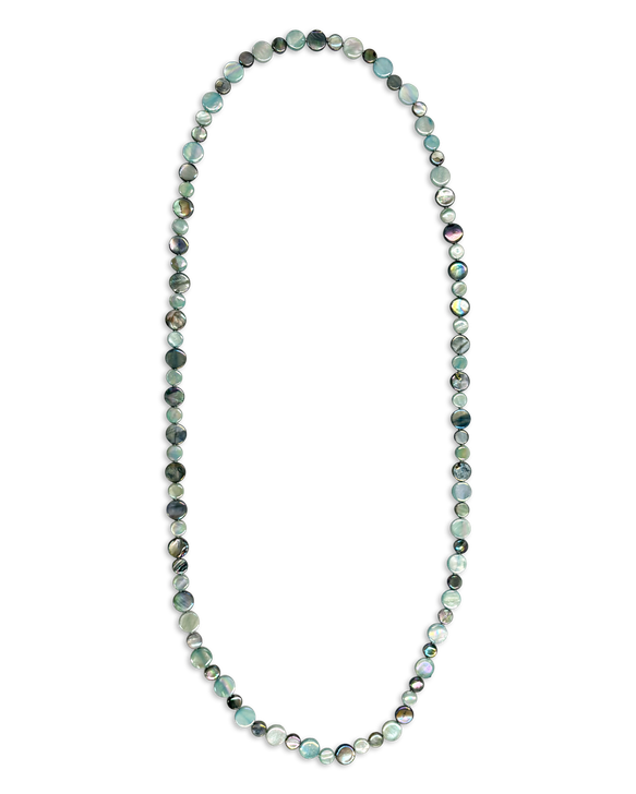 Silver / Teal Single Strand Mother of Pearl Necklace