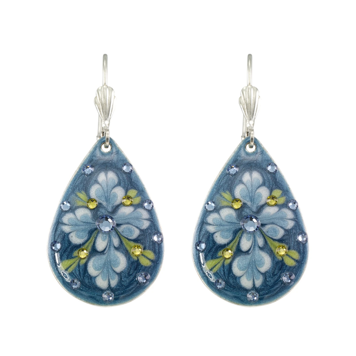 Blue Denim Teardrop Earrings
