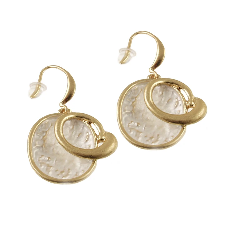White and Gold Circles Earrings
