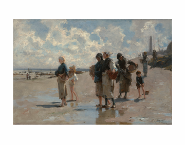 Sargent Fishing for Oysters at  Cancale 11x14  Matted Print
