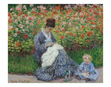 Claude Monet, Camille and Child Matted Print