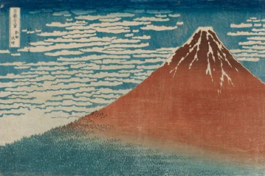 Hokusai Red Fuji Matted Print