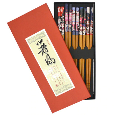 Lucky Cat Chopsticks Box 6