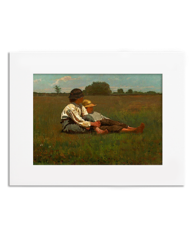 Homer Boys in a Pasture Matted Postcard