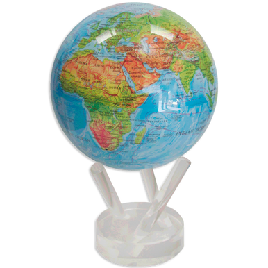 Black and Silver Rotating Globe  Solar Powered World Map Moving Globe