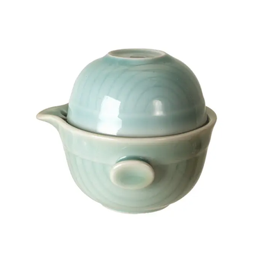 Koi Fish Tea Pot With Cup Light Blue