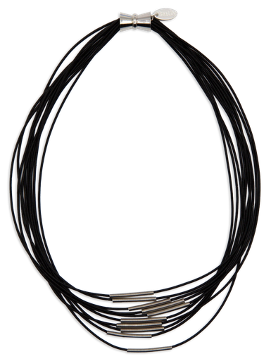 Black Multi Strand Piano Wire Necklace