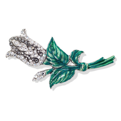 Crystal Rose Bud Brooch