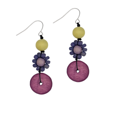 Petite Daisy Purple Earrings