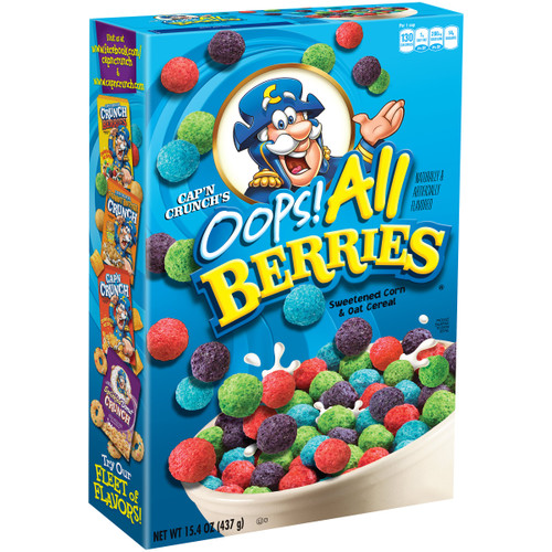 Cap'n Crunch Breakfast Cereal - Oops! All Berries, 15.4 oz. Box Cap'n Crunch Breakfast Cereal - Oops! All Berries, 15.4 oz. Box