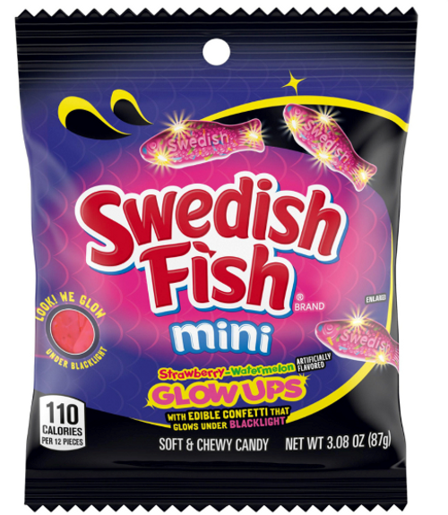 Swedish Fish Minis Glow Ups Peg Bag 87g Swedish Fish Minis Glow Ups Peg Bag 87g