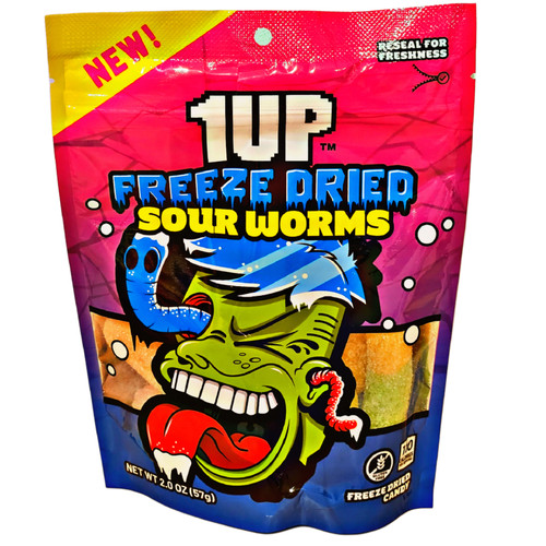 Freeze Dried Sour Worms - 1UP Candy Freeze Dried Sour Worms - 1UP Candy