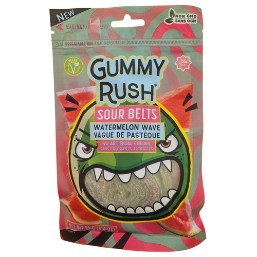 Gummy Rush Sour Belts Watermelon Wave 96g