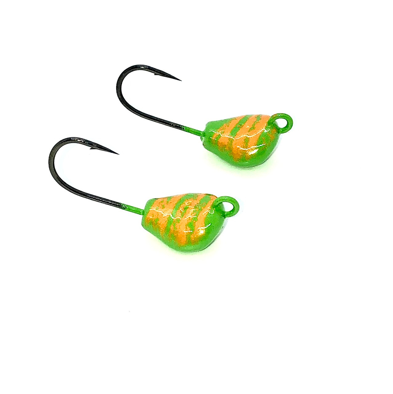 10 PACK) Lay Perfect Jigs Green/Orange 4XX HOOKS - Joebaggs Outdoors