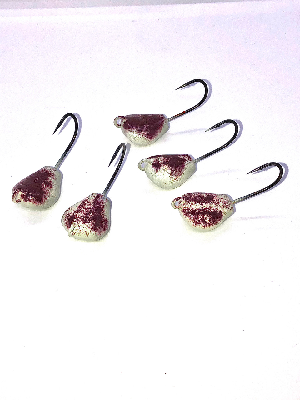 5 pack) Lay Perfect Jigs Glow White Legger 4xx hooks - Joebaggs