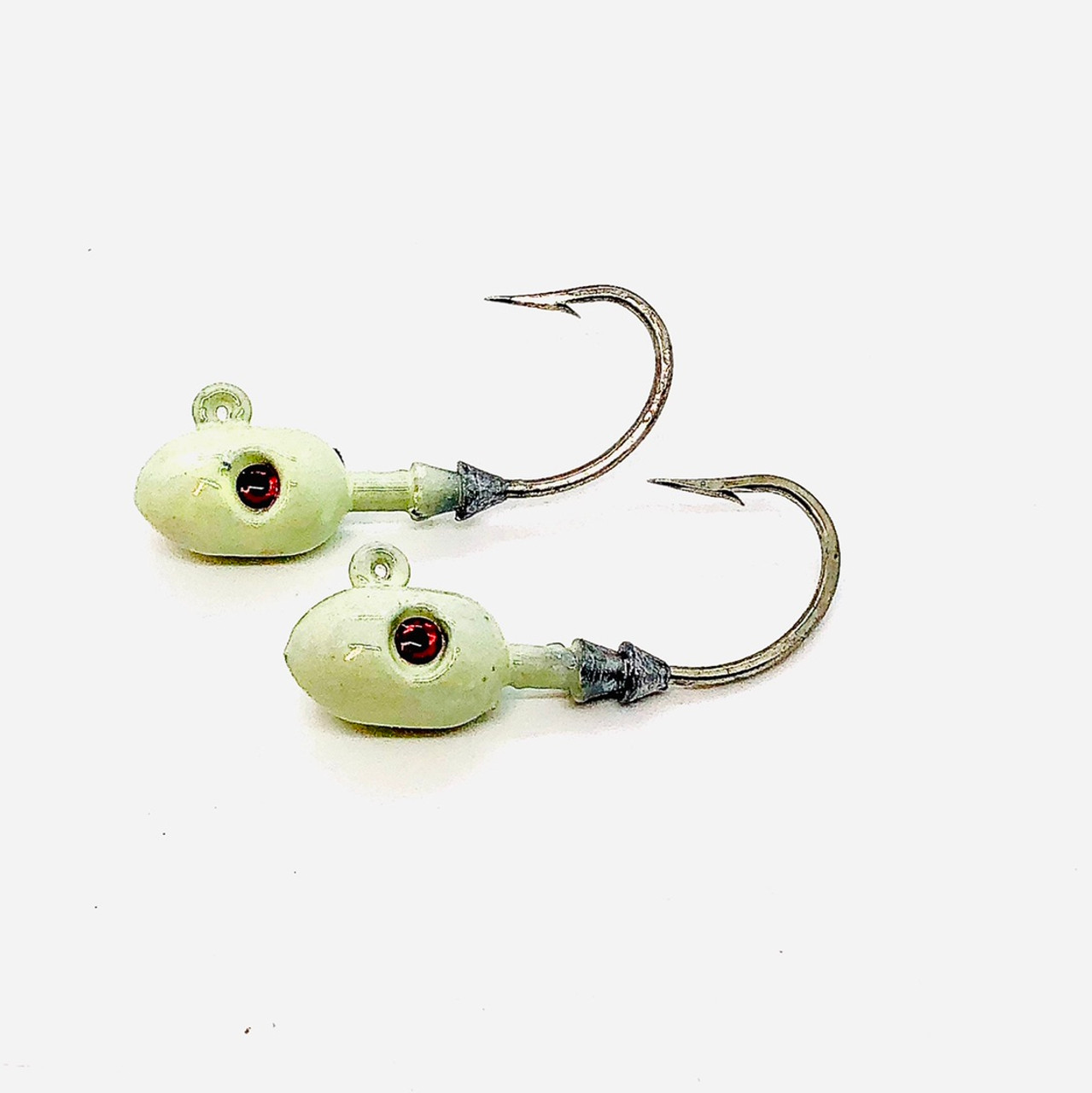 2oz Glow White SPJ/Patriot fish jigs.