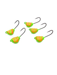 (5 pack) Lay Perfect Jigs  Green/Orange  4XX HOOKS