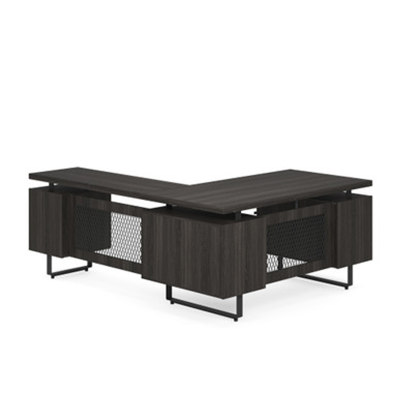 Palisades | L Shape Double Pedestal Desk with Reversible