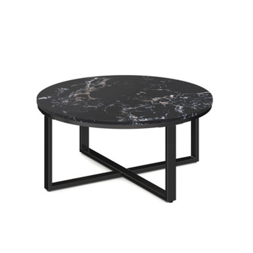 Kora | 36" Round Quartz Occasional Table with Black Metal Base