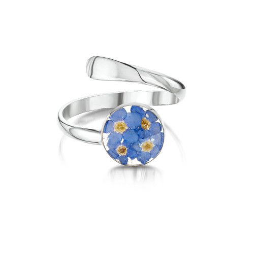 Silver Ring (Adjustable) - Forget me not - Round