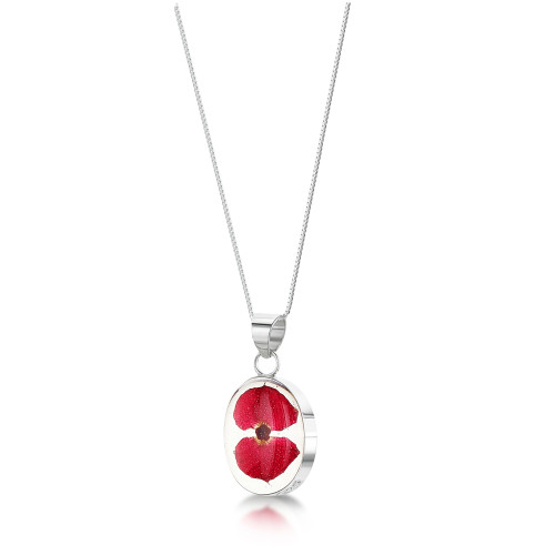 Silver Necklace - Poppy - Oval