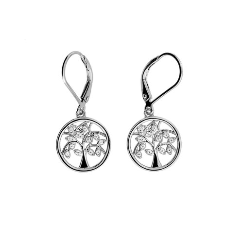 Arbor Vitae Stone Set Drop Earrings Silver