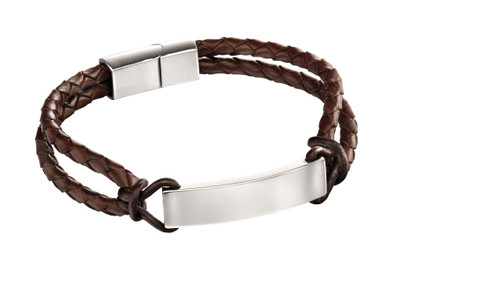 Steel And Leather ID Bracelet With Rope Detail