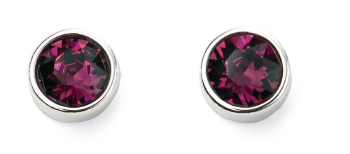 February Silver and Crystal Birthstone stud earrings