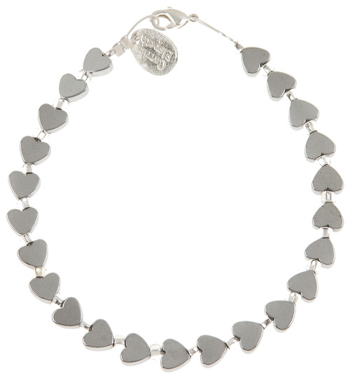 Carrie Elspeth Mini Haematite Hearts Silver Bracelet