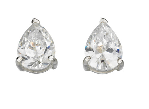 Clear Cubc Zirconia Teardrop Stud Earrings