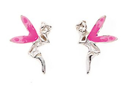 Pink Winged Fairy Stud Earrings