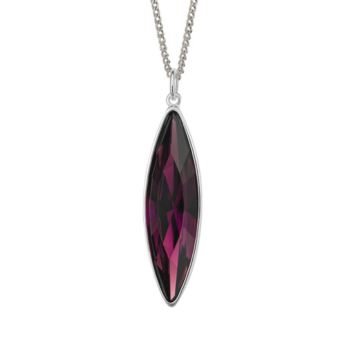 Slim Navette Pendant with Amethyst Crystal